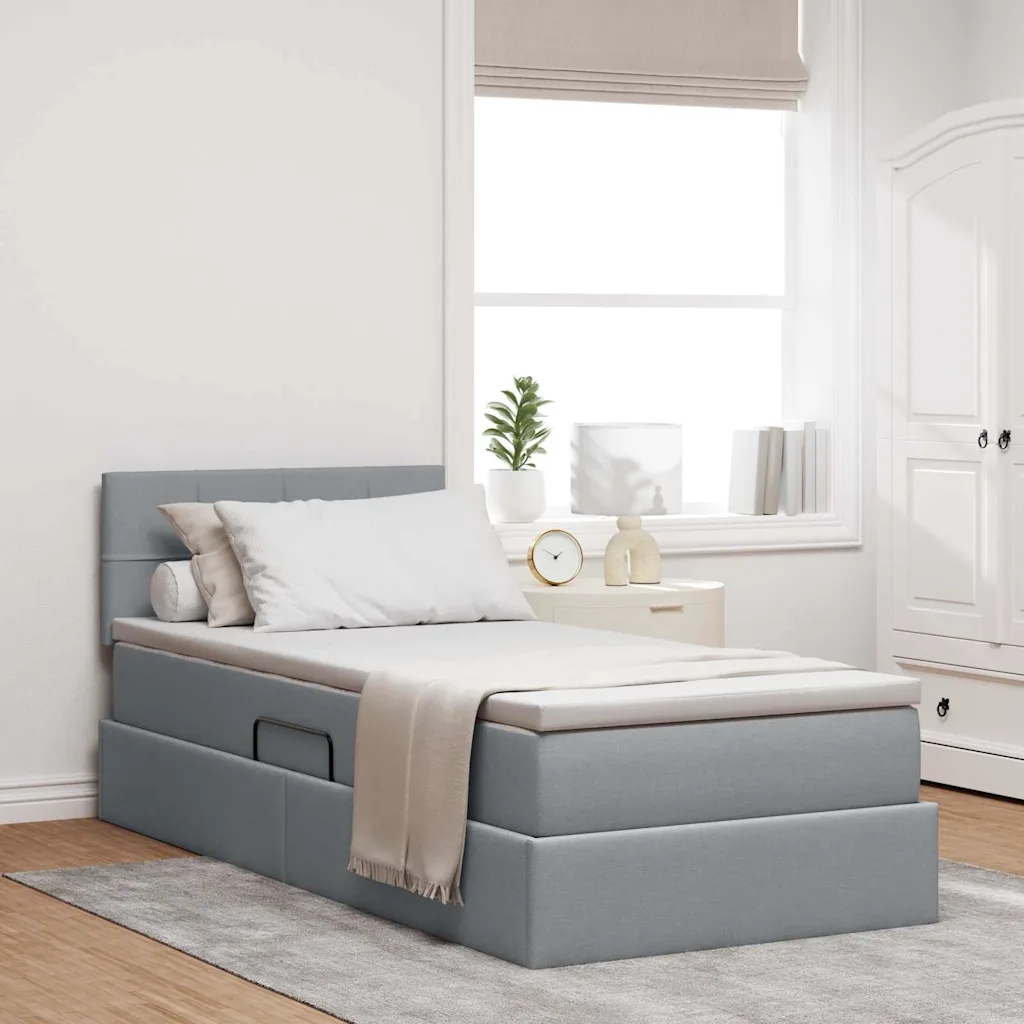 vidaXL Postel s úložným prostorem a matrací Světle šedá 100 x 200 cm