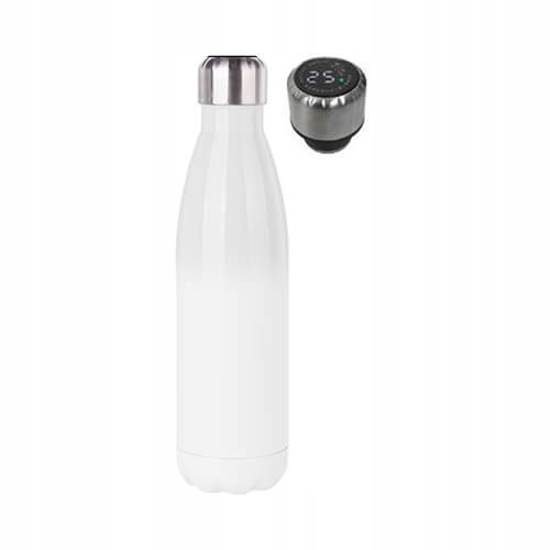 Butelka 500 ml ze stali z termometrem biała