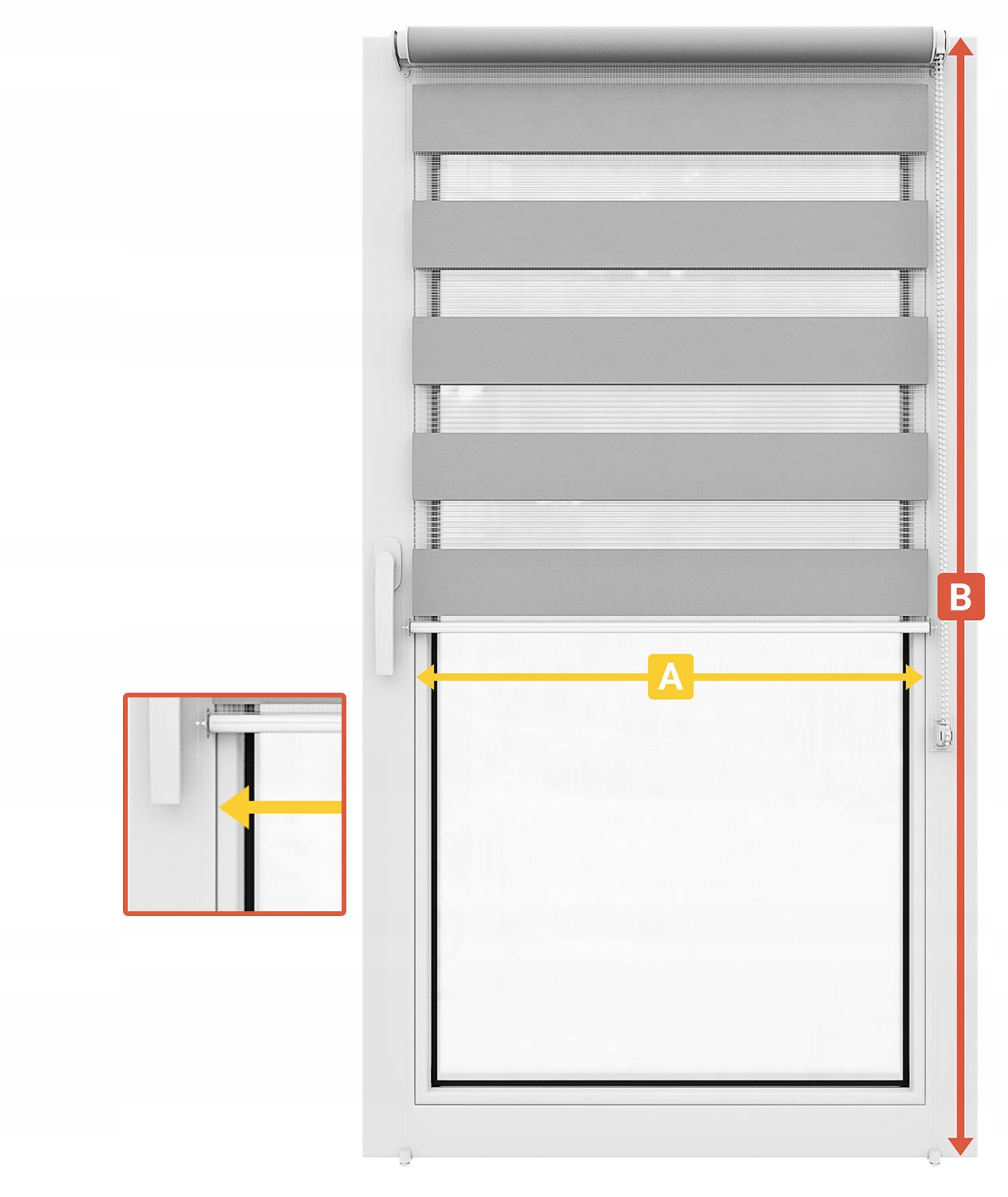 Roleta Dzień Noc LUMA bezinwazyjna + prowadnice i napinacz 91x150cm Wzór paski