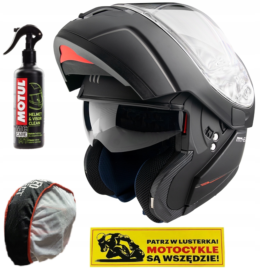 KASK SZCZĘKOWY MT ATOM CZARNY MAT Z BLENDĄ r. S