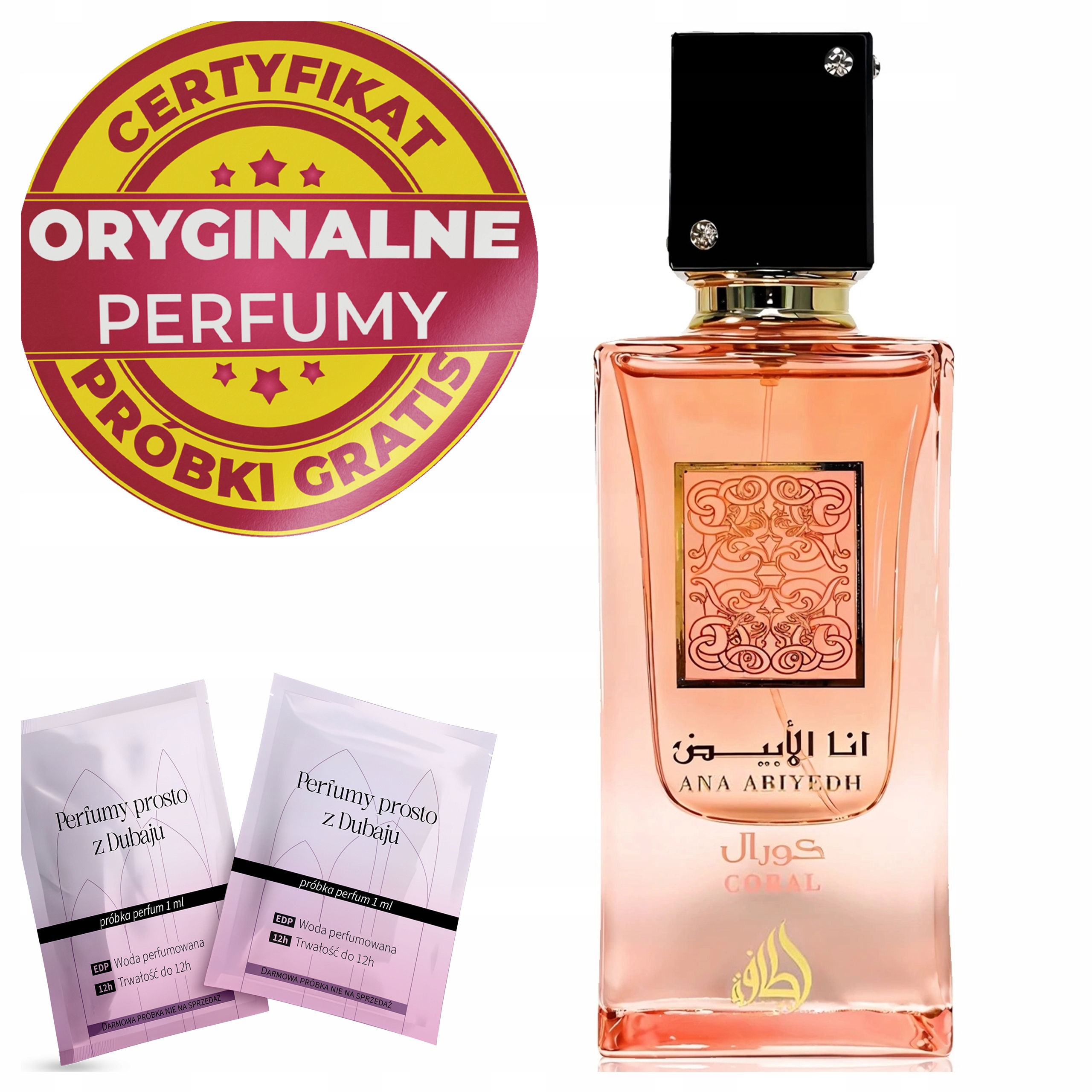 Perfumy Damskie Arabskie Lattafa Ana Abiyedh Coral Oryginalne 2 Próbki