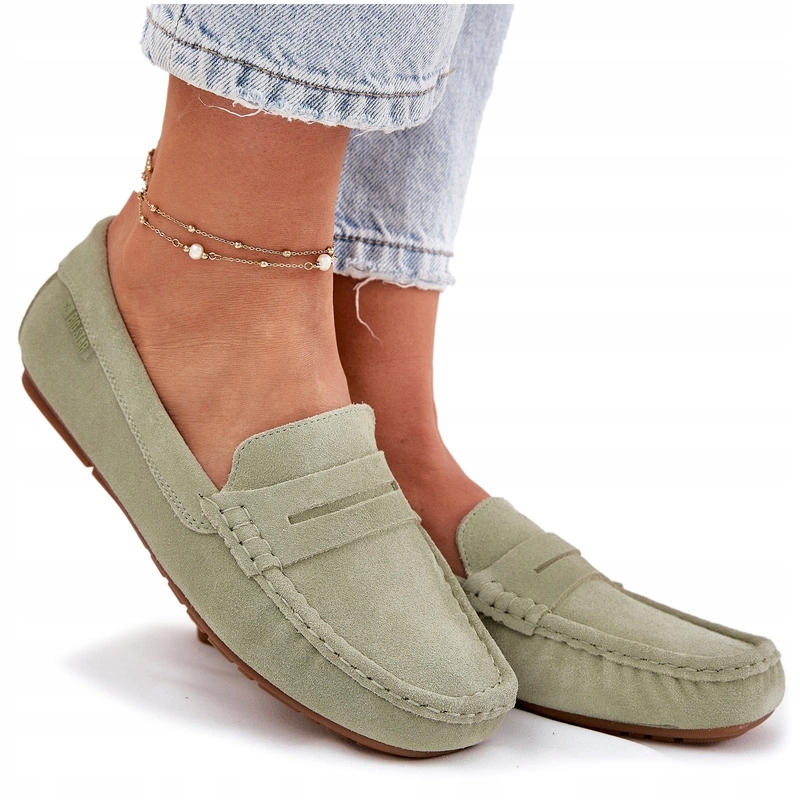 Dámské Mokasíny Z Přírodního Semiše Big Star RR274945 Zelené 38