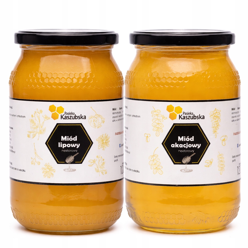 Levně Sada: Lipový A Akátový Med 2 x 1,2 Kg Pravý Med Z Kaszub