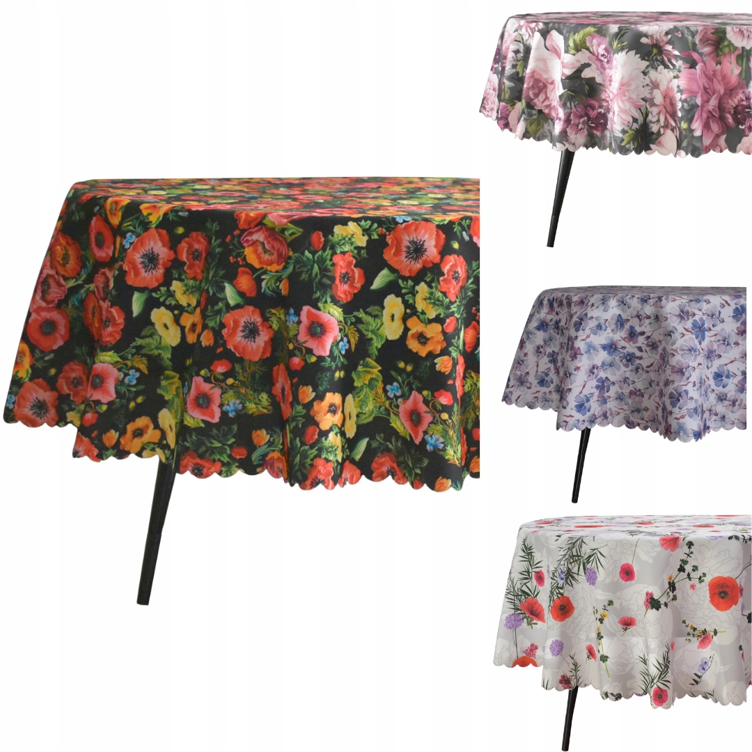 Obrus Owal Plamoodporny Owalny Kwiaty 100X180 CM MIX Do Ogrodu Salonu