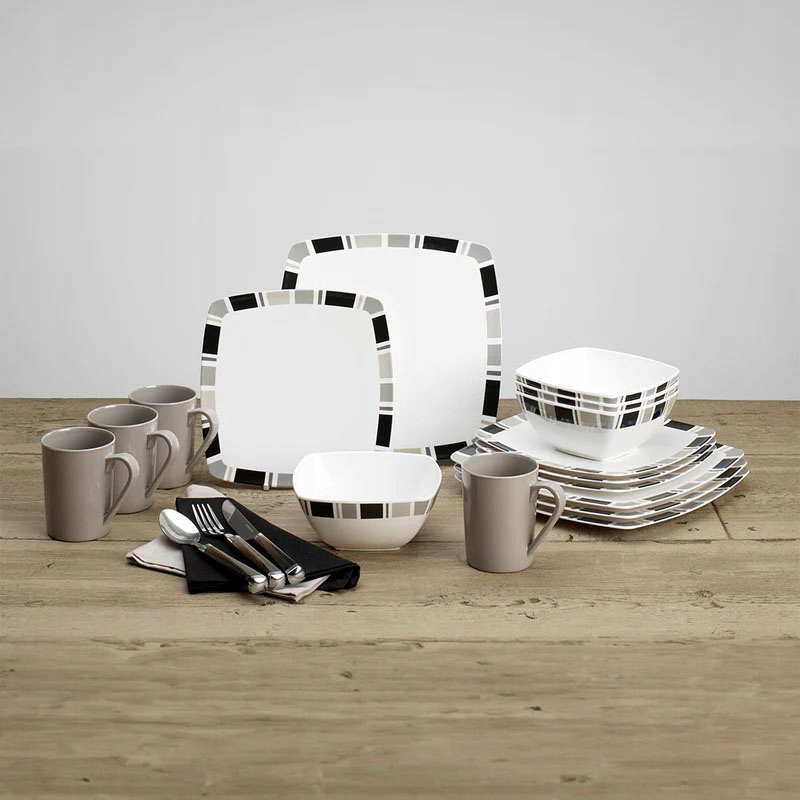 FLAMEFIELD CARRÉ zestaw naczyń z melaminy Liczba elementów w zestawie 16