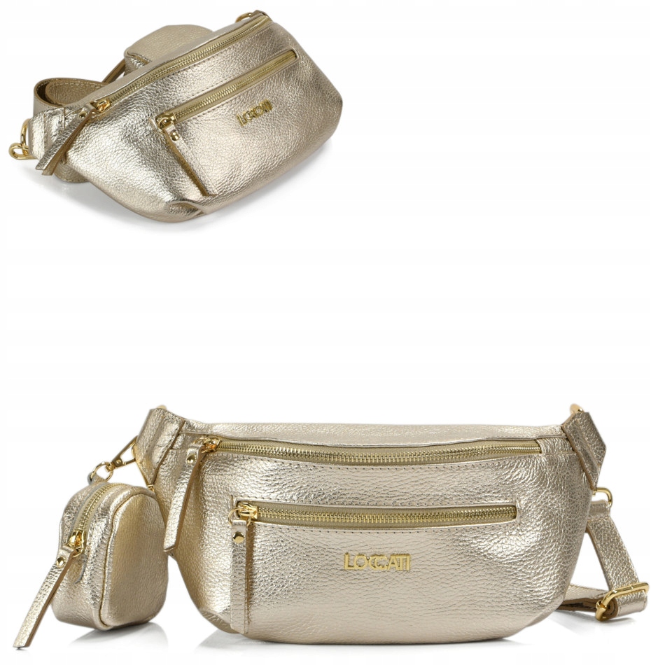 

Nerka damska złota skórzana saszetka crossbody