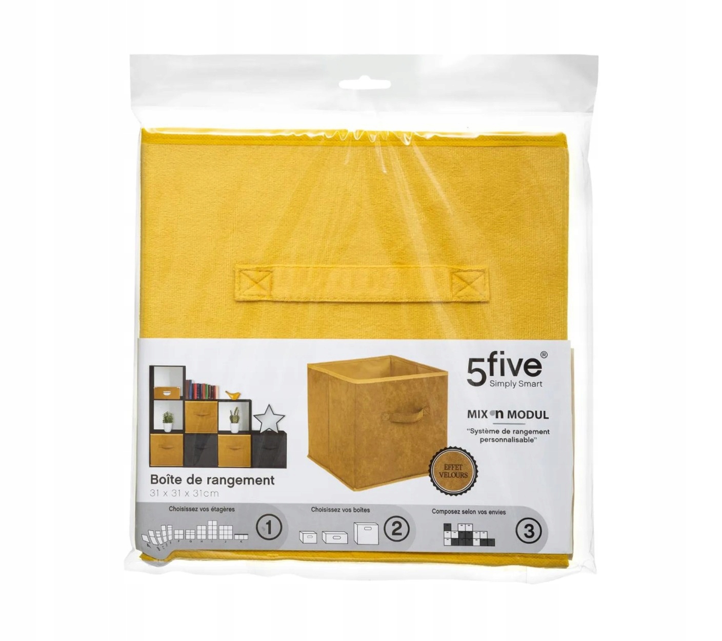 POJEMNIK DO PRZECHOWYWANIA AKSAMIT 31X31 ŻÓŁTE Marka 5five Simple Smart