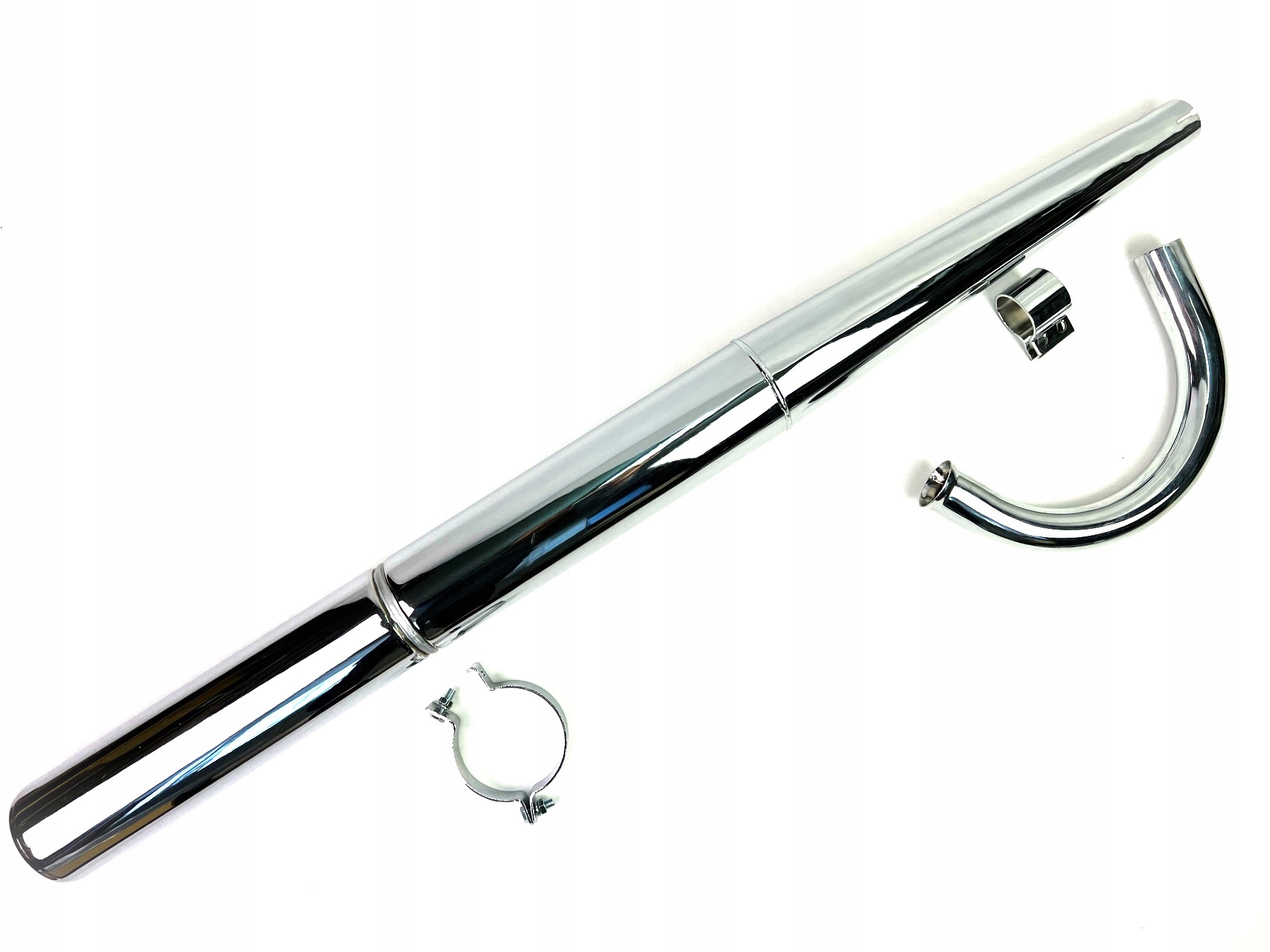 Tłumik wydech kolanko obejma Mz Ts 250, 250/1 komplet Duells chrom