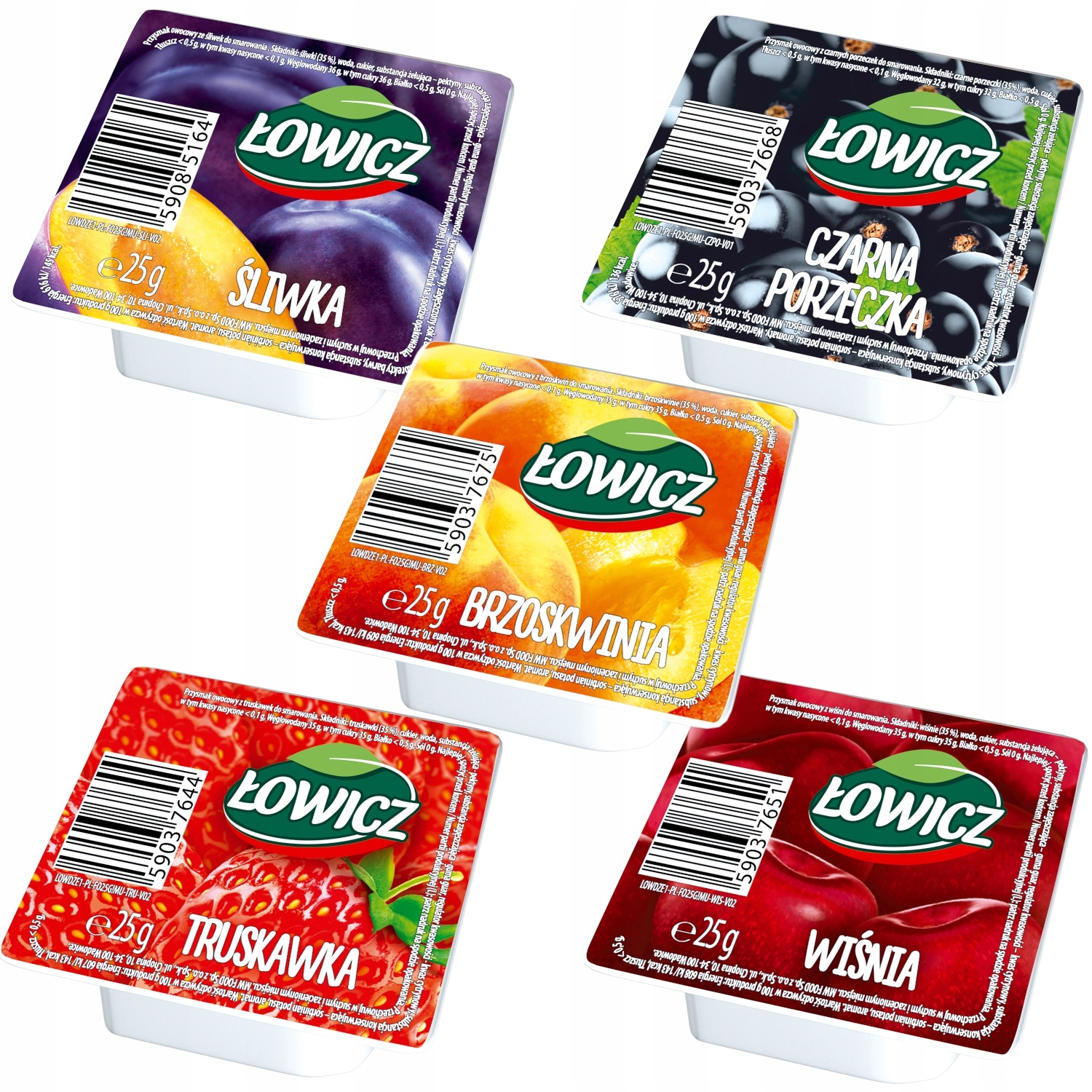 Łowicz Dżem owocowy Mini 25g x 120szt mix 6 smaków