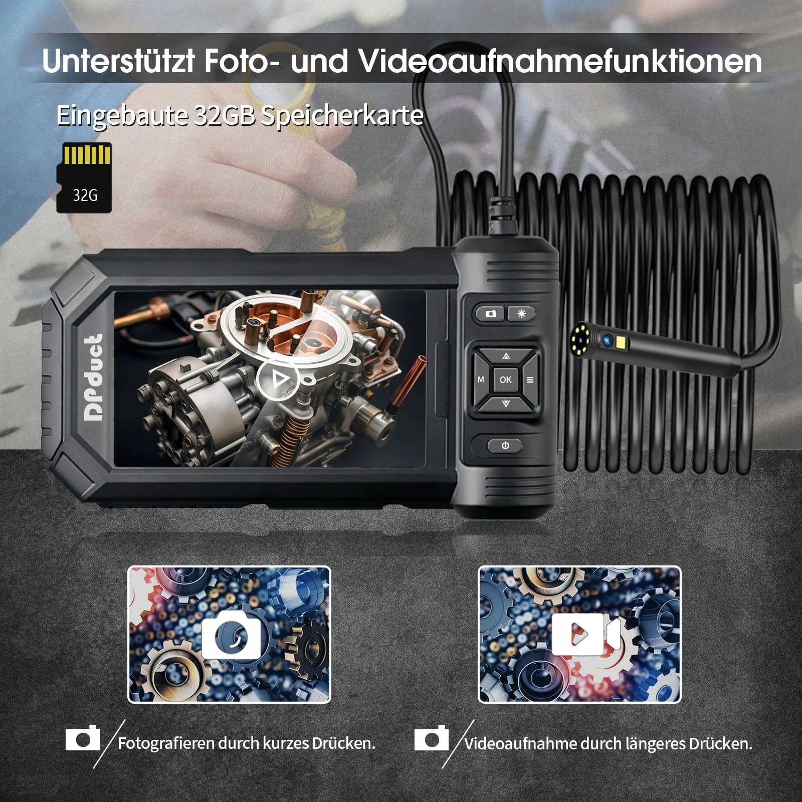 DPDUCT Kamera Inspekcyjna 10M Dual Lens 5 Calowy Ekran IPS Wodoodporna — miniatura 3