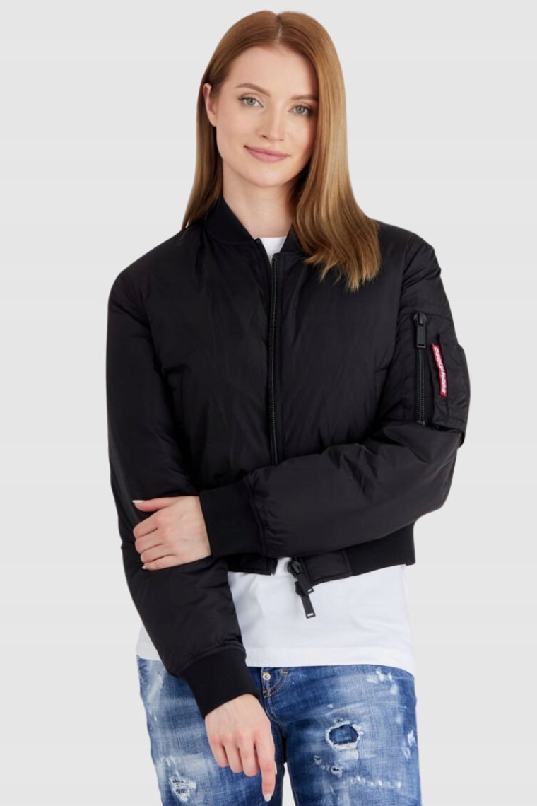 DSQUARED2 Czarna kurtka damska icon bomber 40