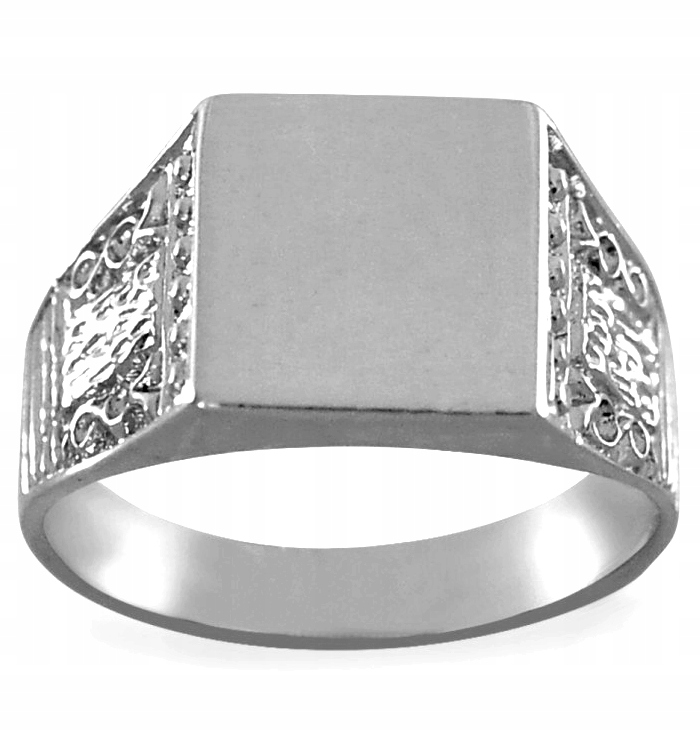 Nádherný Pánský Prsten Čtverec Stříbro 925 Gravírování