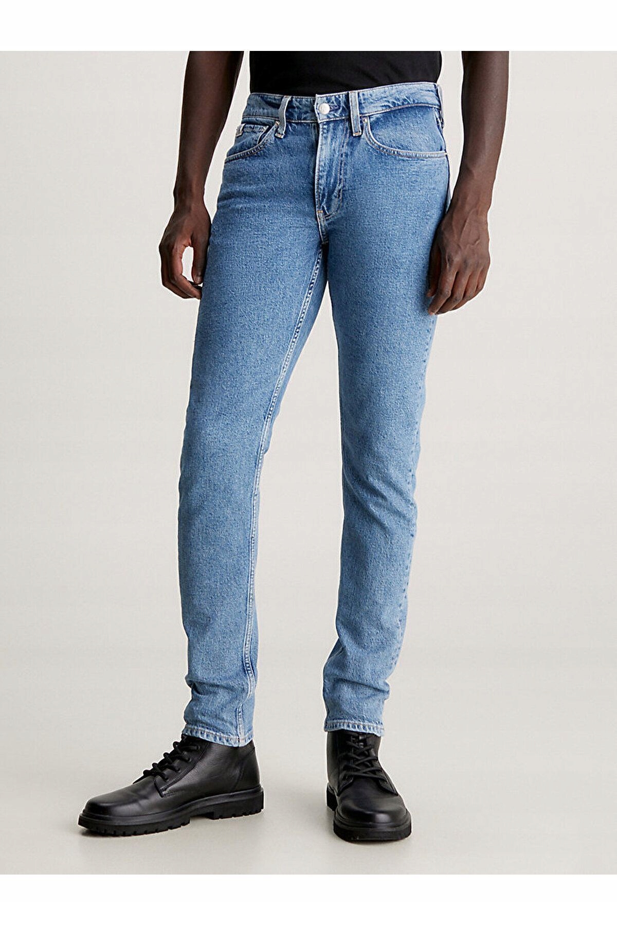 Calvin Klein Jeans Pánské Džíny Modré Rovné S Oděrkami 36/34 Xta