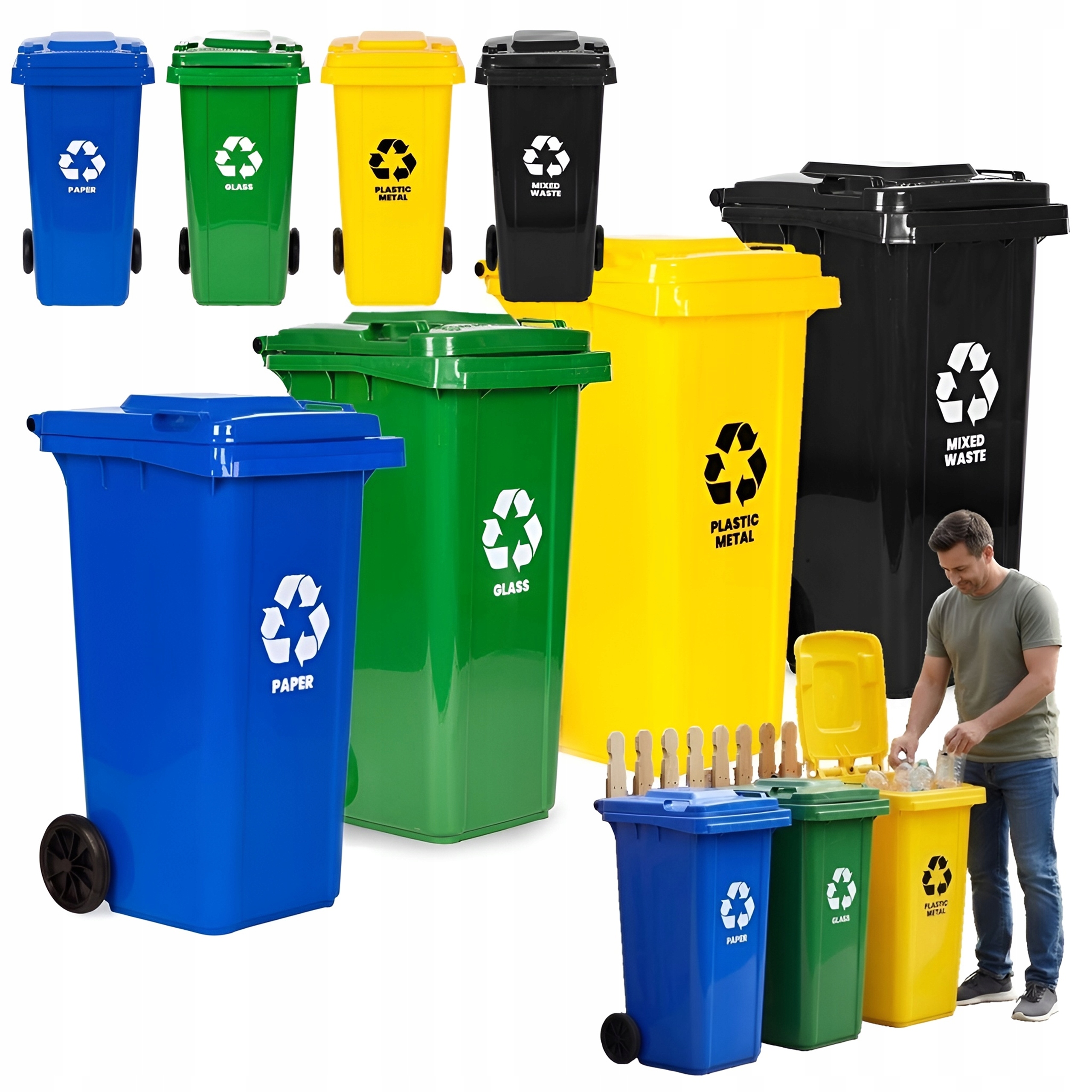 Zestaw 4 Koszy Na Śmieci Pojemników Do Segregacji 4X120L Segregacja Odpadów