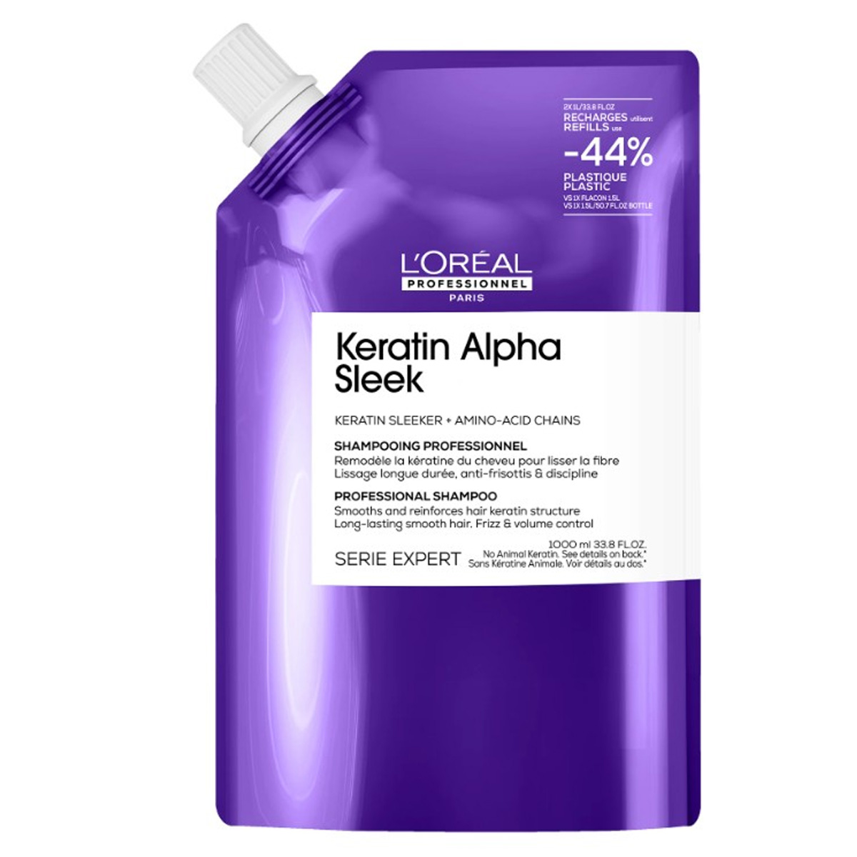 Loreal Keratin Alpha Sleek vyhlazující šampon na vlasy refill 1000 ml