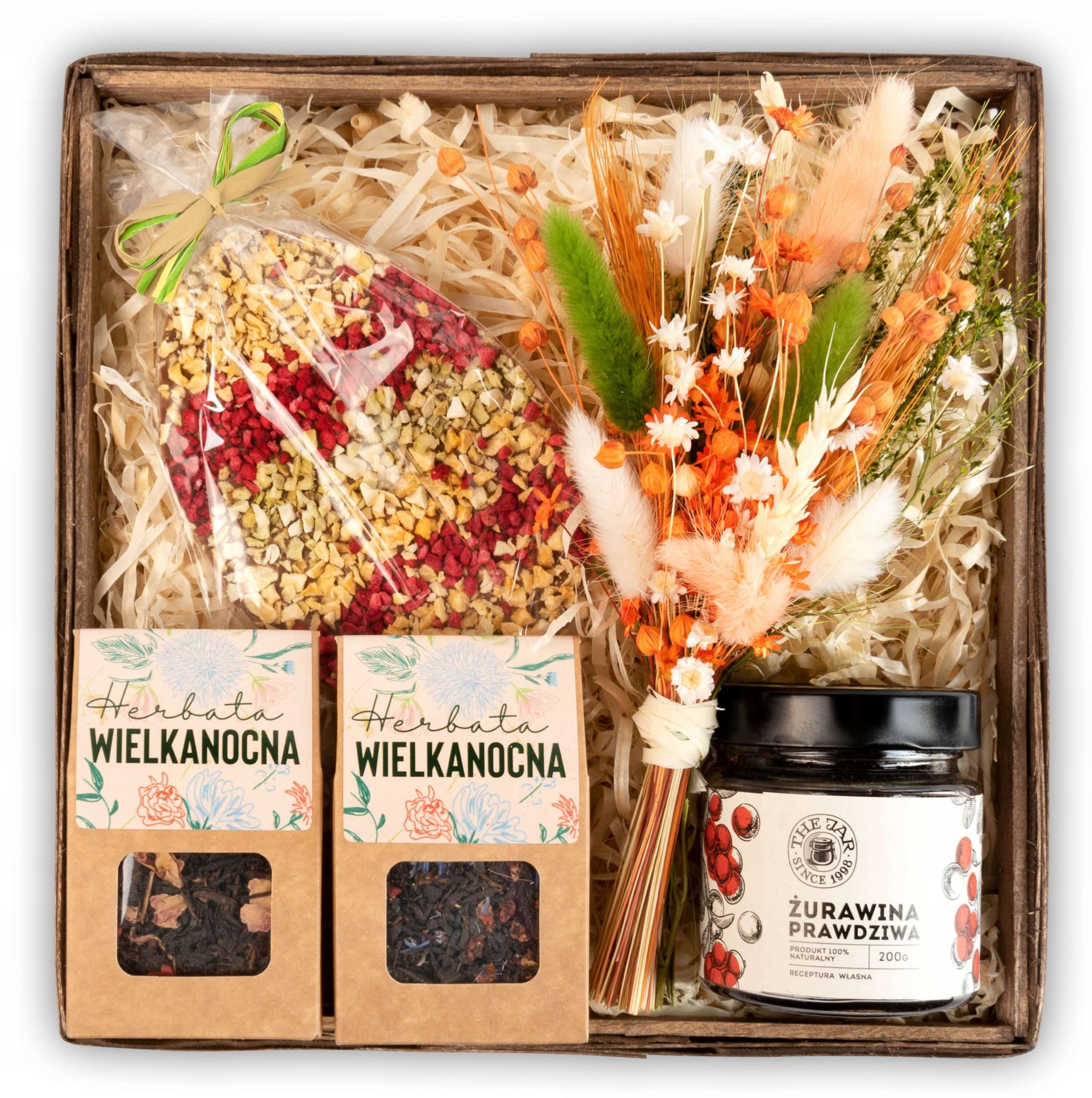 Levně Dárkový Koš na Velikonoce sladkosti čaj