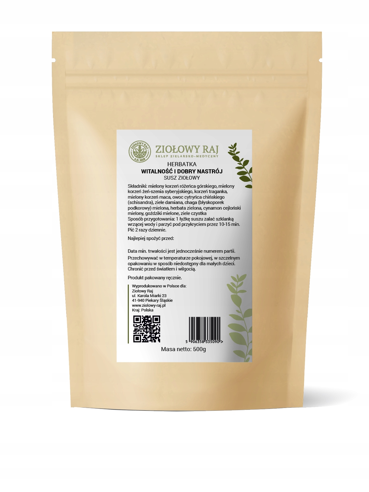 Zioła na Witalność i Dobry Nastrój 500g z adaptogenami dodaje energii