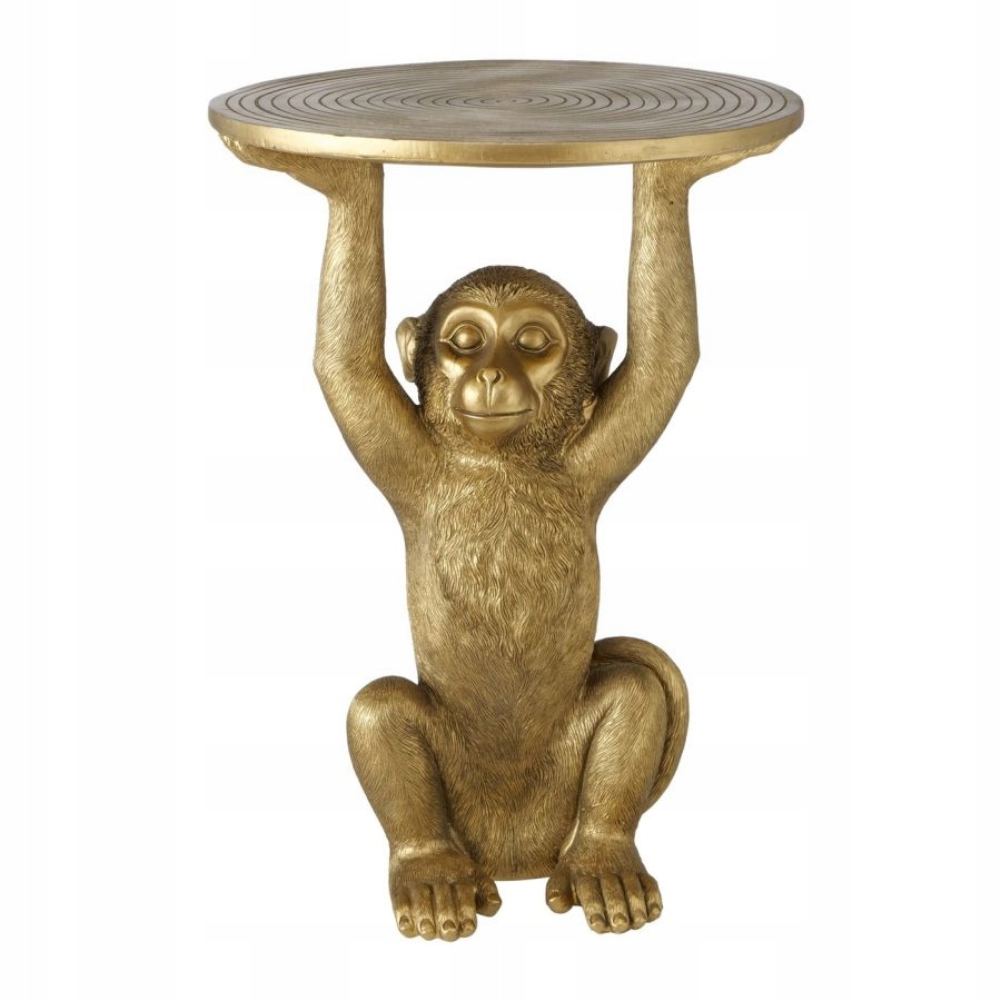 Stolik kawowy dekoracyjny małpka okrągły Monkey złoty do salonu i sypialni