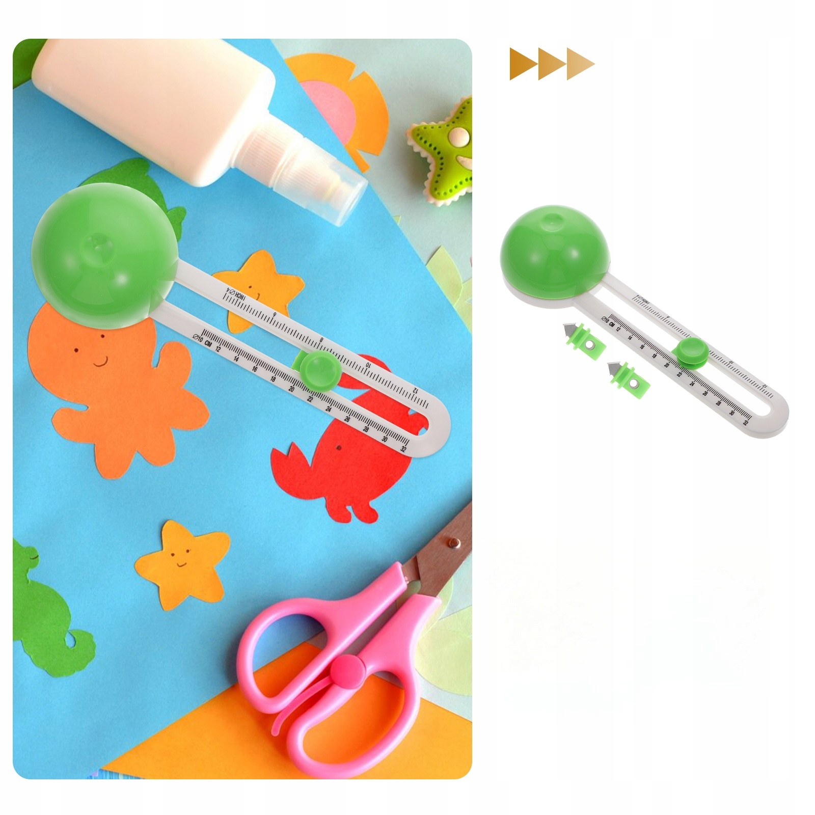 NARZĘDZIE DO CIĘCIA OKRĄGŁEGO CIĘCIE OKRĄGŁE PLASTIKOWE WYCINARKI OKRĄGŁE Kolor dominujący odcienie zieleni