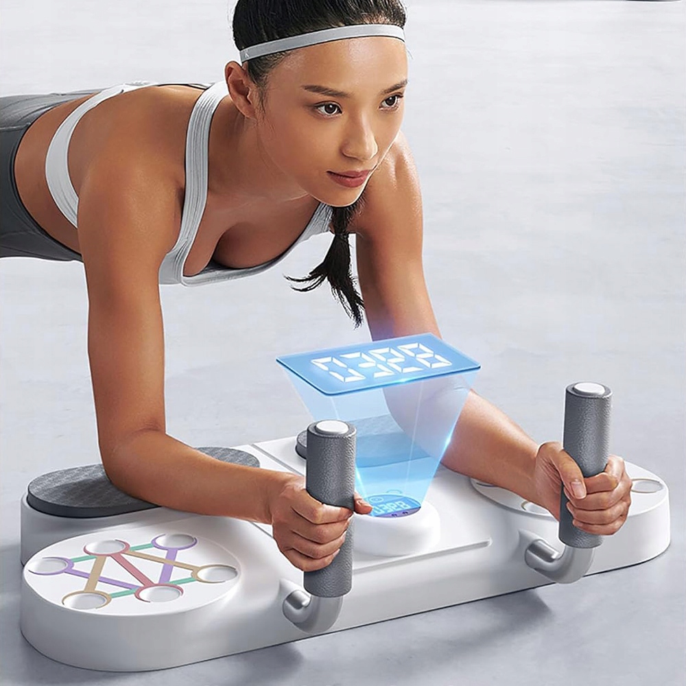 Deska Na Cvičení Kliků A Planků S Počítadlem A Časovačem S Odporovou Páskou