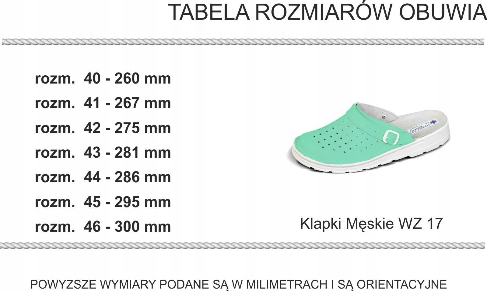 OBUWIE MEDYCZNE MĘSKIE KLAPKI skóra buty r. 44 Cechy dodatkowe brak