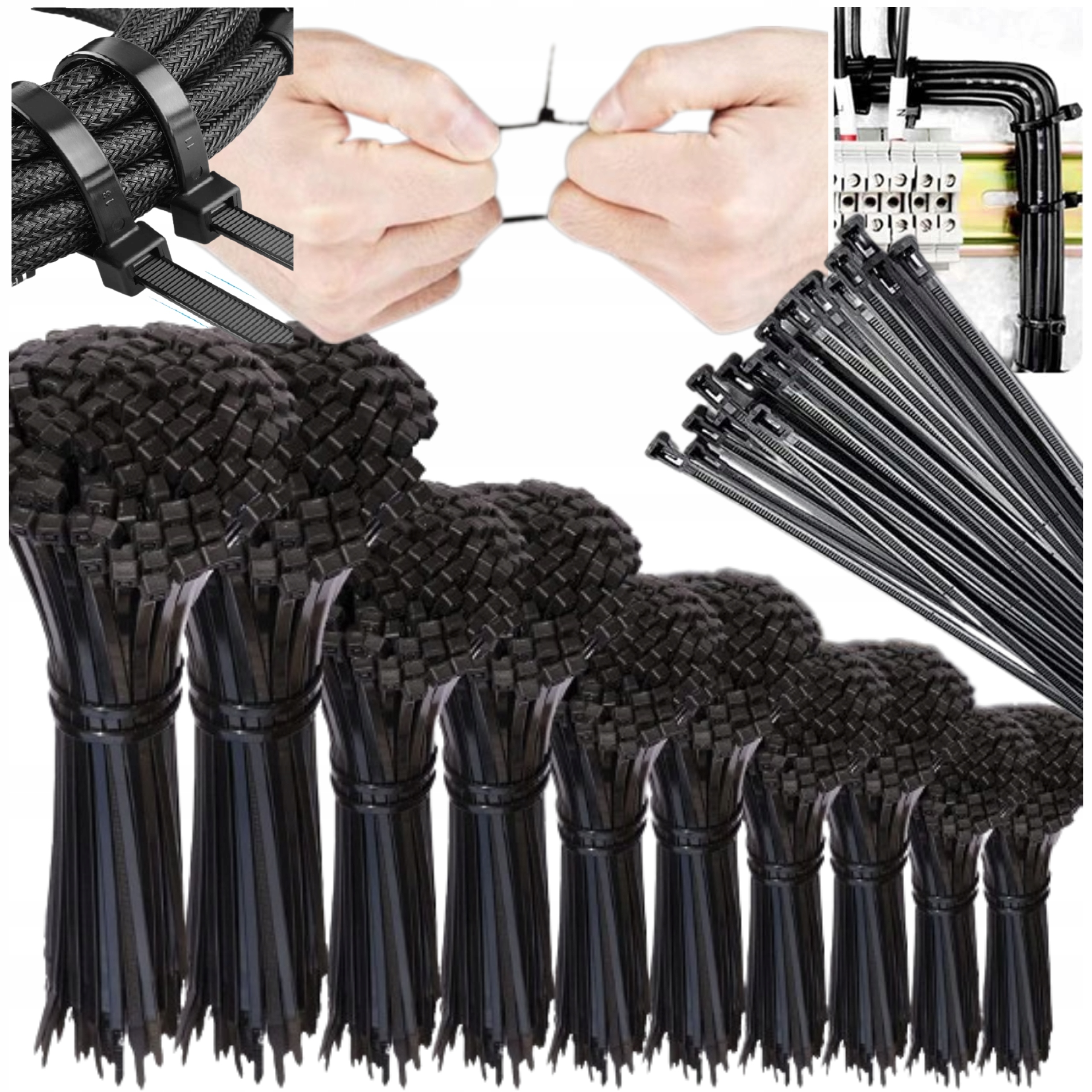 OPASKI ZACISKOWE TRYTYTKI 1000 SZT CZARNE MOCNE XL