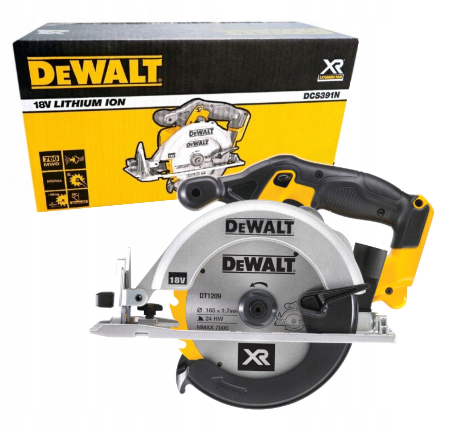 DeWALT Pilarka tarczowa na aku18V 165 mm 3700 obrotów body DCS391N