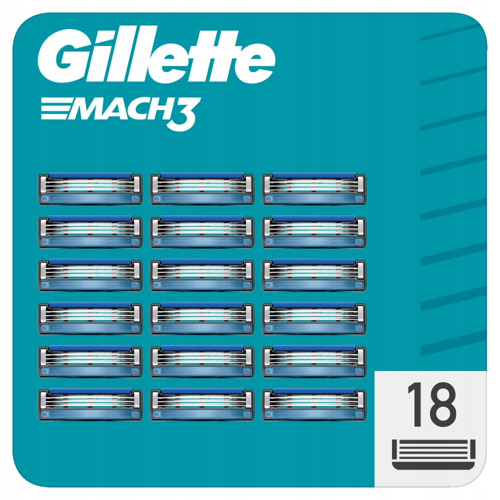 Gillette Mach3 Ostrza wymienne do maszynki do golenia dla mężczyzn, 18 szt