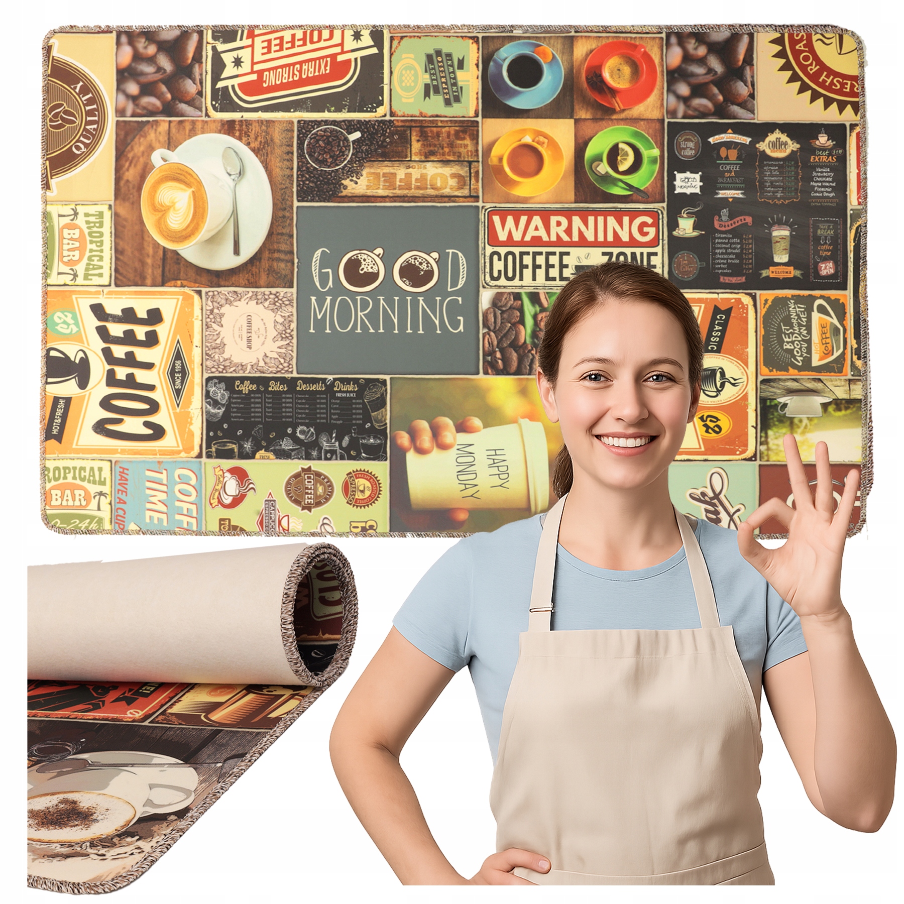 Běhoun do kuchyně Voděodolný Skvrnitý Koberec Kuchyňský Vinylový 120x150 cm