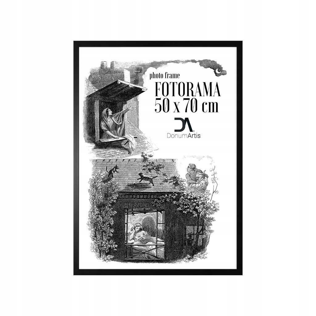 Fotorám Loft černý mat 50x70 rám vysoký profil