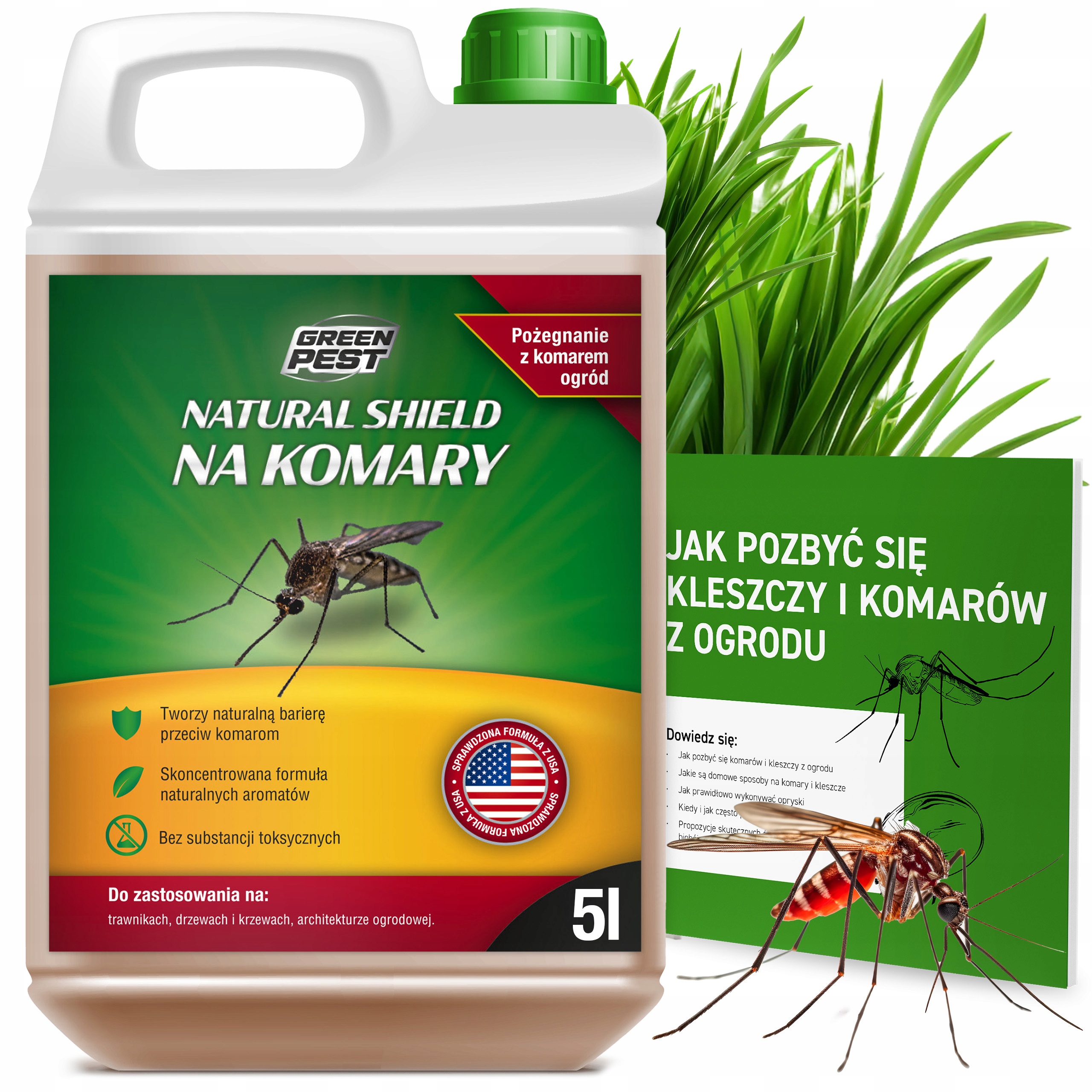 Oprysk Środek Preparat Na Kleszcze I Komary 5L Natural Shield Green Pest