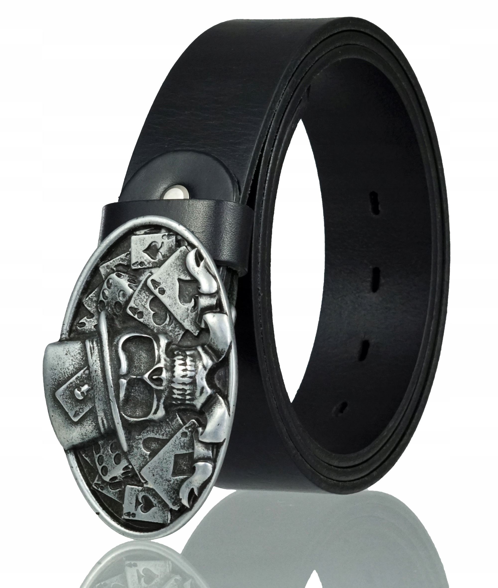 

Skórzany Pasek Motocyklisty Blakardo 4 CM Czarny