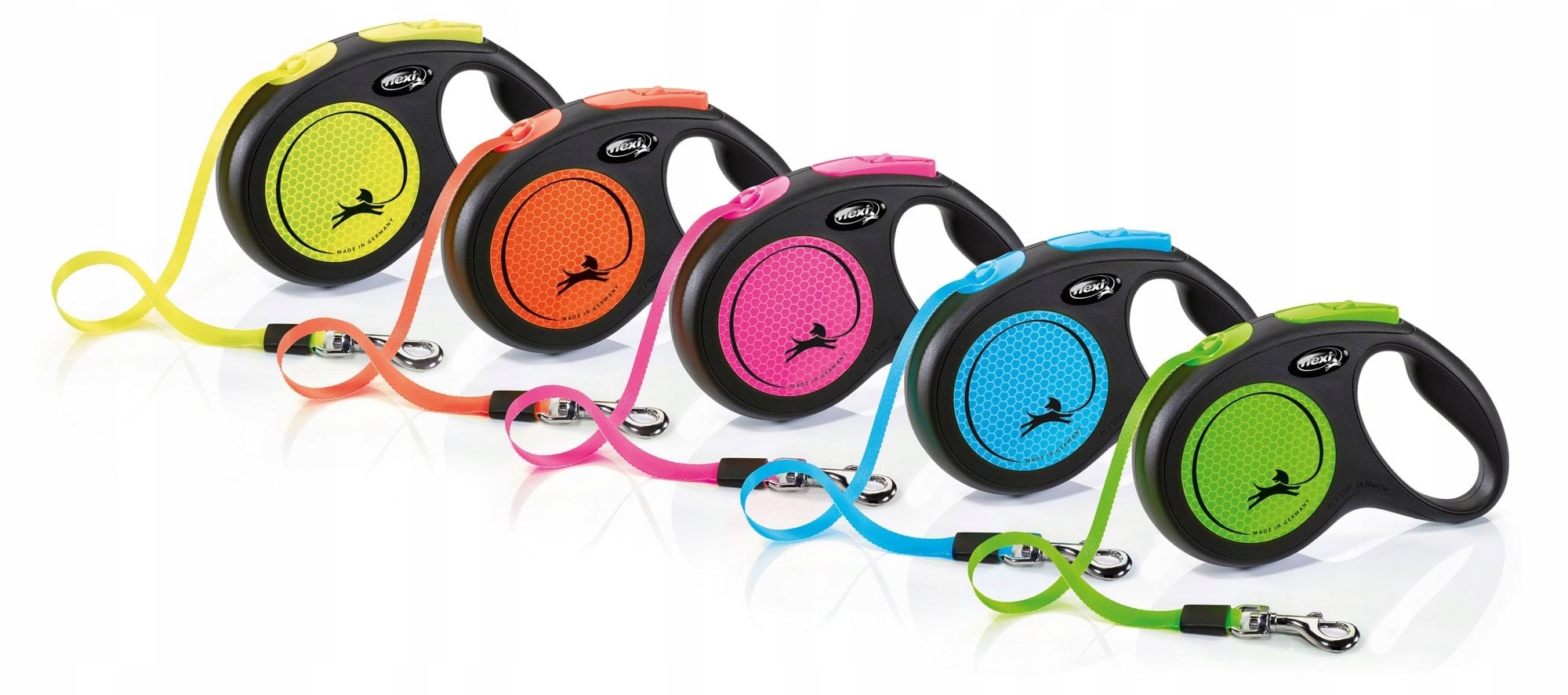 Levně Vodítko Flexi Classic, páska, vel. M, 5 m, 25 kg, neonová/oranžová