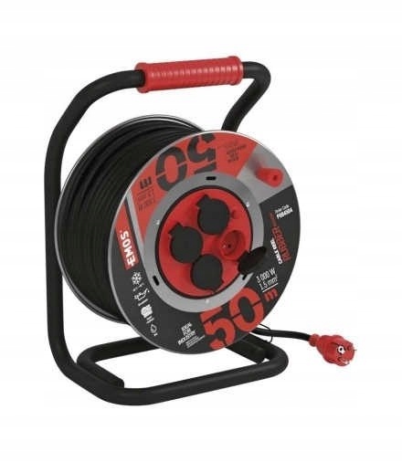 Predlžovací Kábel na bubne 50 m, 4 zásuvky 3x1,5 Emos