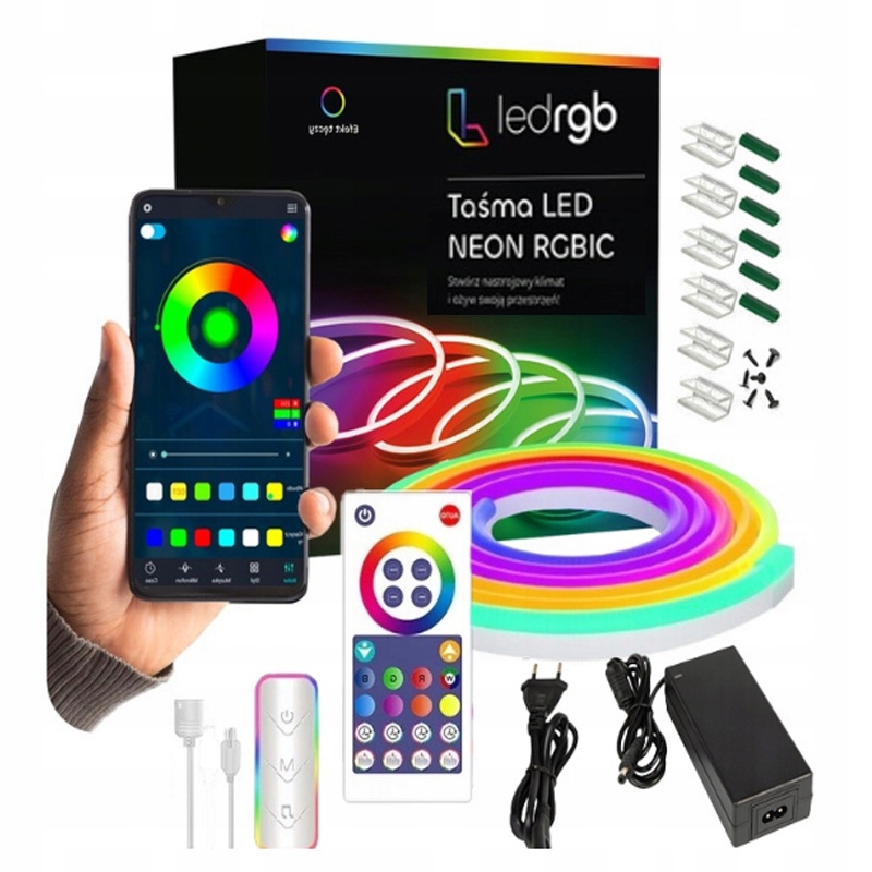 LED PÁSKA 10M NEON 5050 RGBIC BLUETOOTH APLIKÁCIA DIAĽKOVÉ OVLÁDANIE DÚHA 24V ZÁBRANA