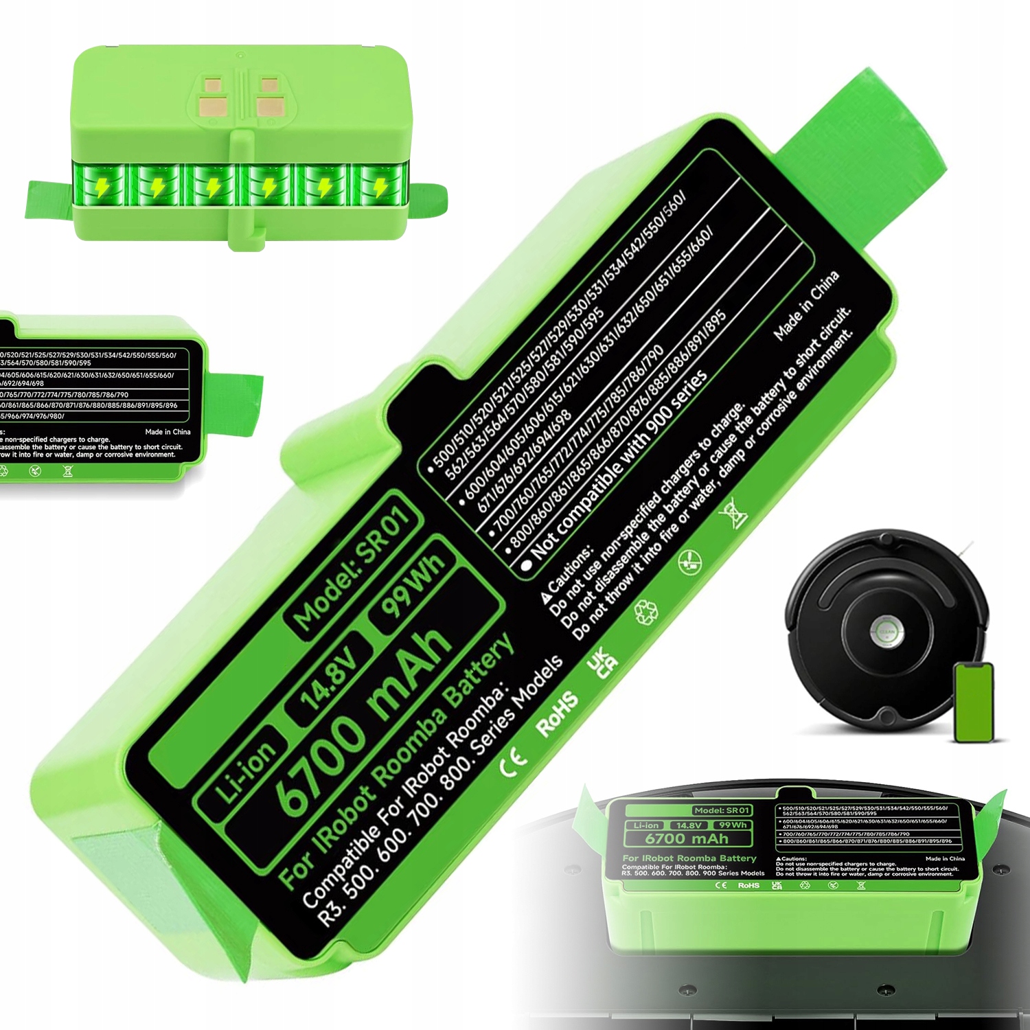 Akumulátor 6700 Mah Lithiový Kompatibilní S Roomba 980 966 890 780