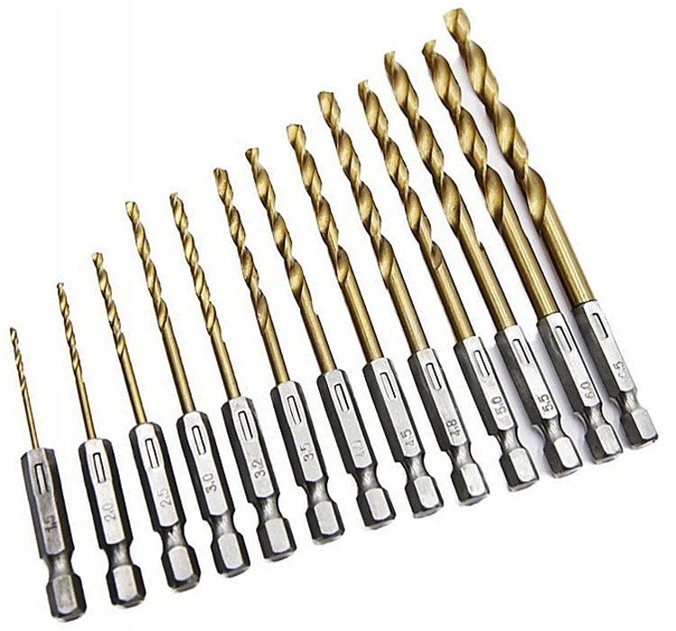 

Wiertła Hex Bity Do Metalu 1,5-6,5 Hss Tytan 13el.