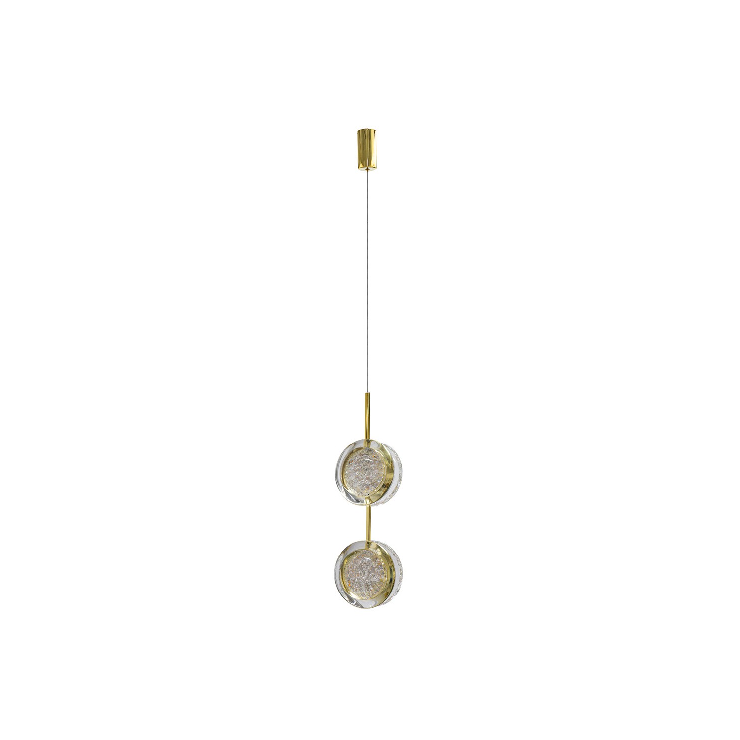 Závesná lampa s dvojitými kruhmi, lesklá mosadz do spálne Euforia