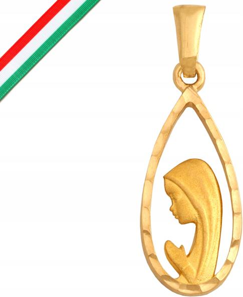 Zlatý medailonek 585 Matka Boží Modlící křest 0,90 Svaté Přijímání Svatá památka