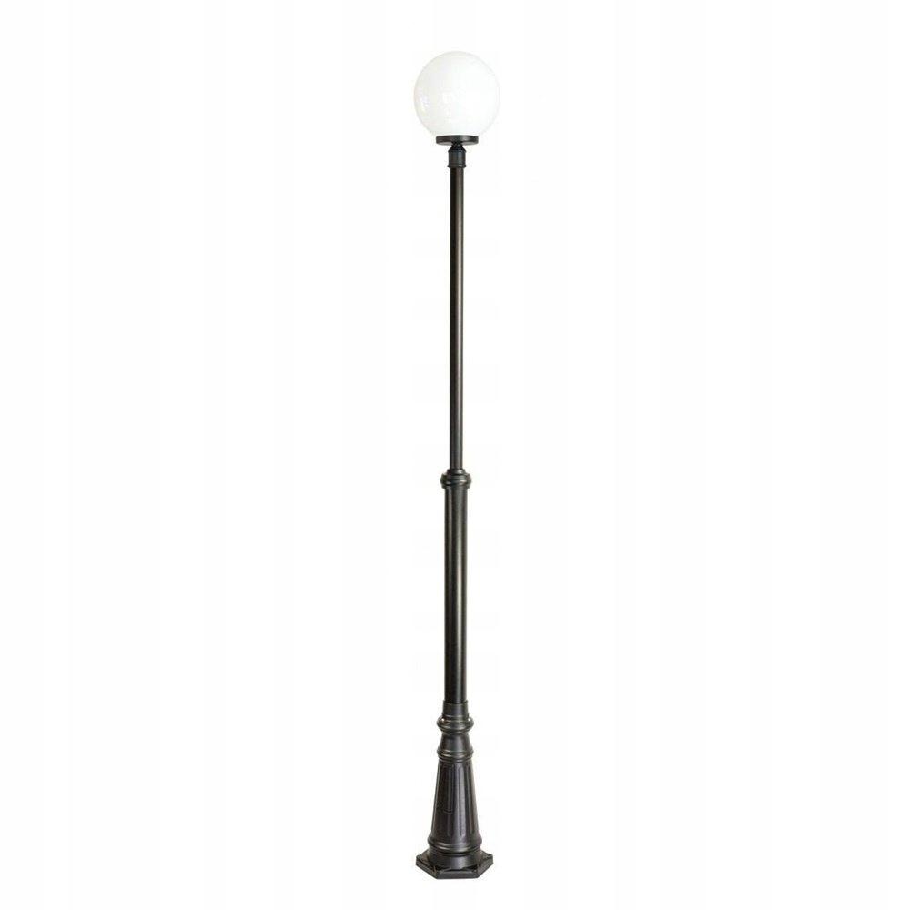 Lampa masztowa zewnętrzna ogrodowa biała kula