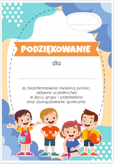 

Dyplom Podziękowanie Dla Rodziców (przedszkole) A4