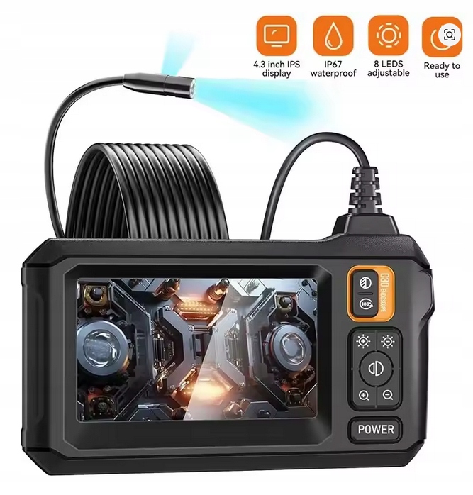 Inskam endoskopická kamera 8 mm Hd 1080P Ips 4,3 palce IP67 8 Led diod 5 m
