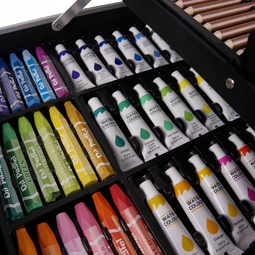 Zestaw artystyczny PLASTYCZNY do malowania rysowania WALIZKA 145 elementów Płeć chłopcy dziewczynki