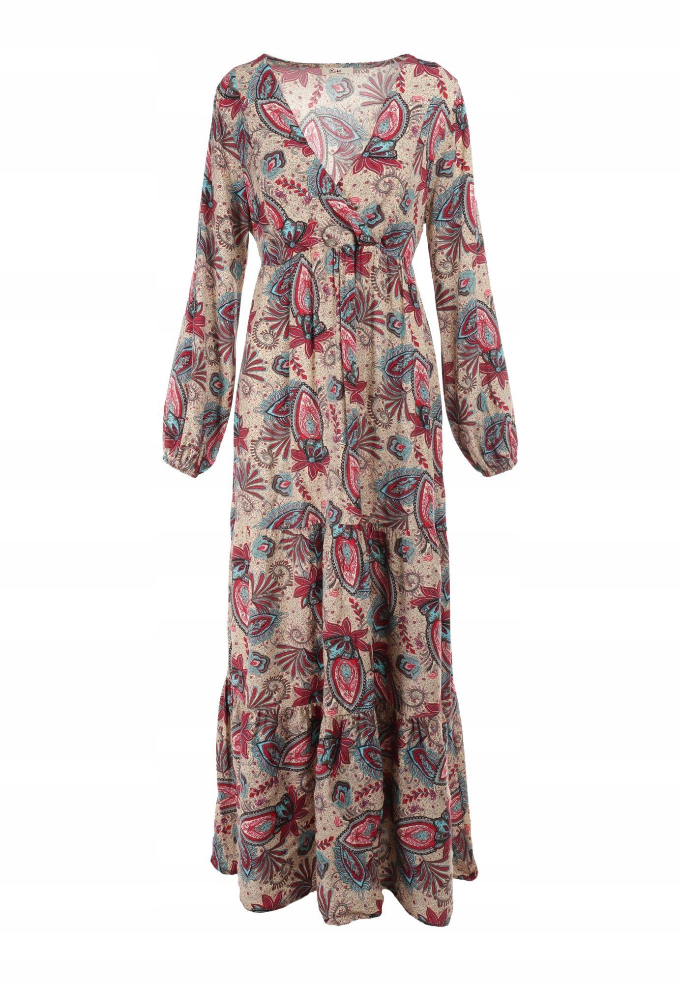 

Renee Beżowa Sukienka damska M Rozkloszowane Długi