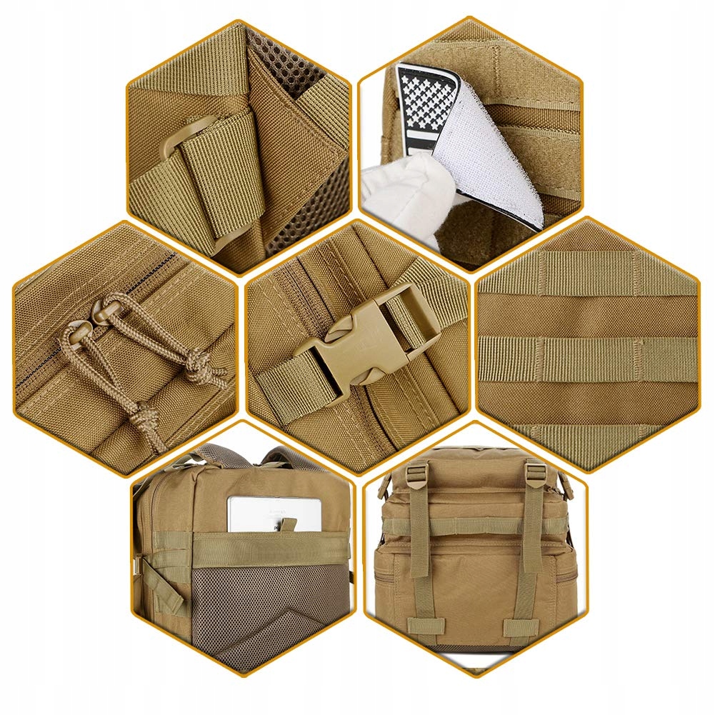 QTQY Plecak Taktyczny 45L Wojskowy Męski Molle Na Wędrówki Trekking — miniatura 6