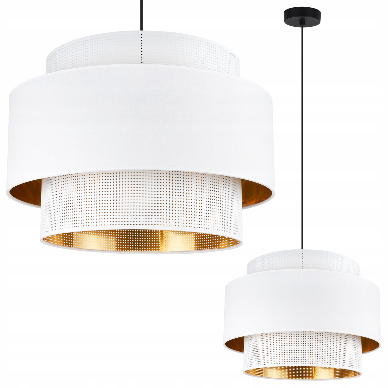 Závěsná Stropní Lustrová Lampa S Bílým Zlatým Stínidlem Do Obývacího Pokoje V Ložnici