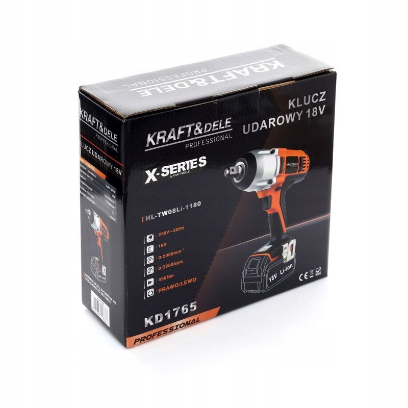 KLUCZ UDAROWY AKUMULATOROWY BEZSZCZOTKOWY 20V 450NM 2000 RPM X-SERIES Rodzaj klucz udarowy