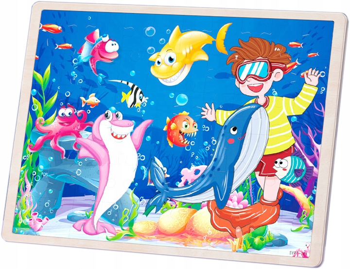 

Puzzle Drewniane Układanka 60 Elementów Rybki 884
