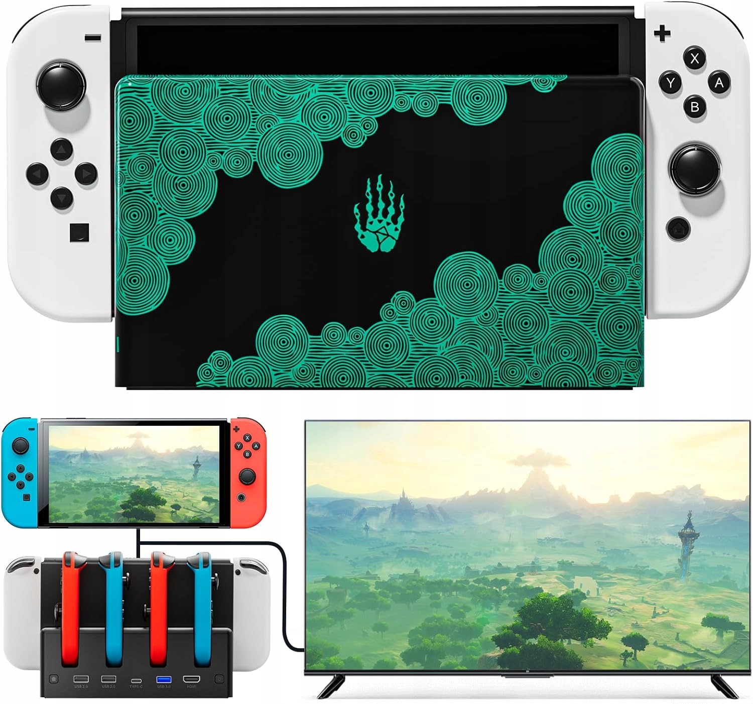 Stacja dokująca do Nintendo Switch OLED 4K HDMI USB ładowanie 4 padów LED