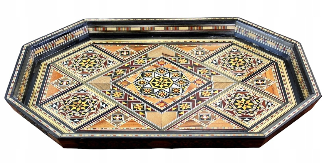 Mozaikový dřevěný podnos s perlovou vodou Syrská